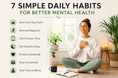 7 Simple Daily Habits for Better Mental Health Person practicing healthy daily habits like meditation, exercise, and relaxation for better mental health.