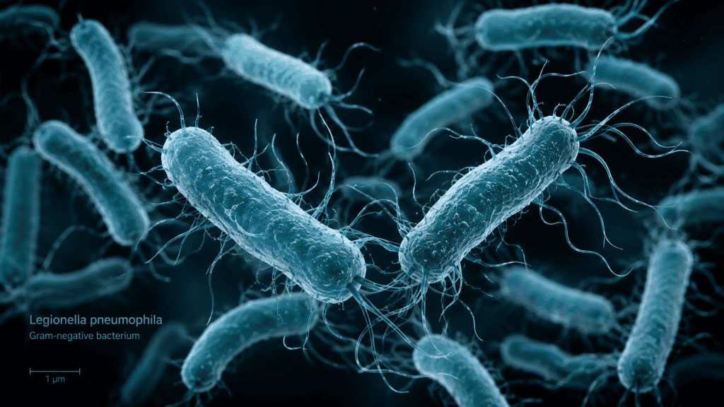 microscopic view of legionella bacteria causing the legionnaires disease outbreak 2026